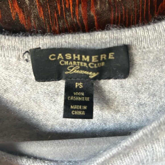 Charter Club Luxury 100% Cashmere Light Grey Marled Long Sleeve Top Size PS - Picture 3 of 5